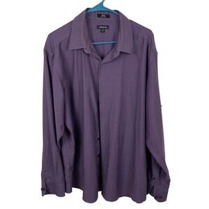 Claiborne Mens Purple Herringbone Slim Fit No Iron Dress Shirt Size‎ 18
